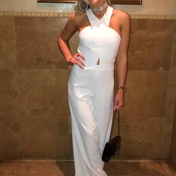 alice and olivia white jumpsuit